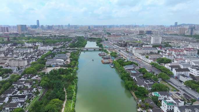 台风来临水晶天里的苏州护城河，胥门，盘门