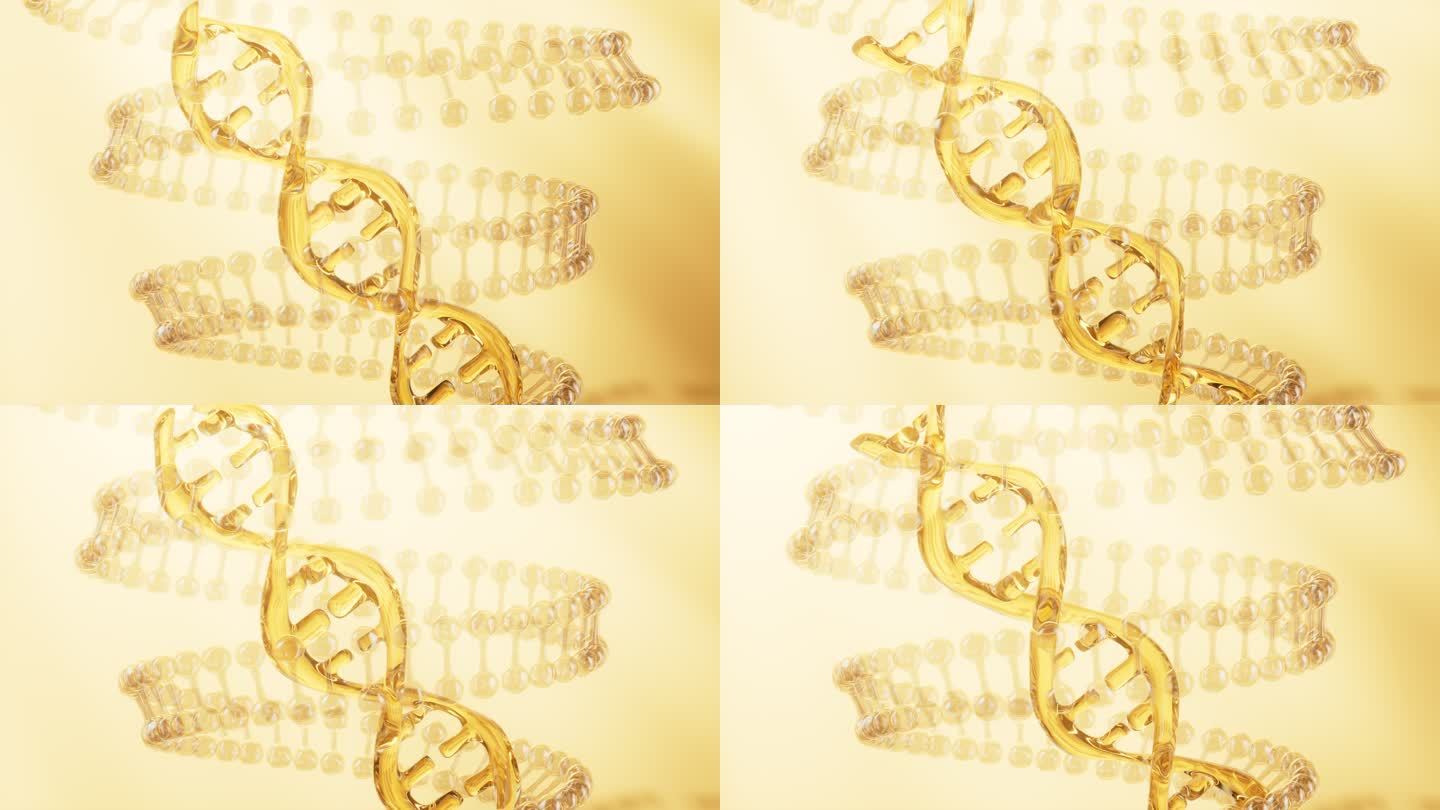 旋转的金色DNA生物科技概念视频