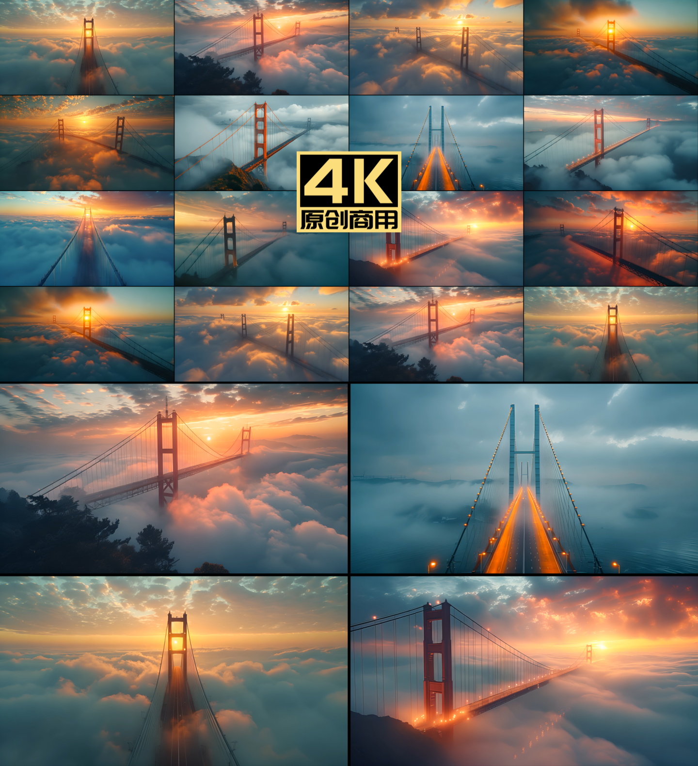 【合集】4K高耸入云的云层中的桥梁