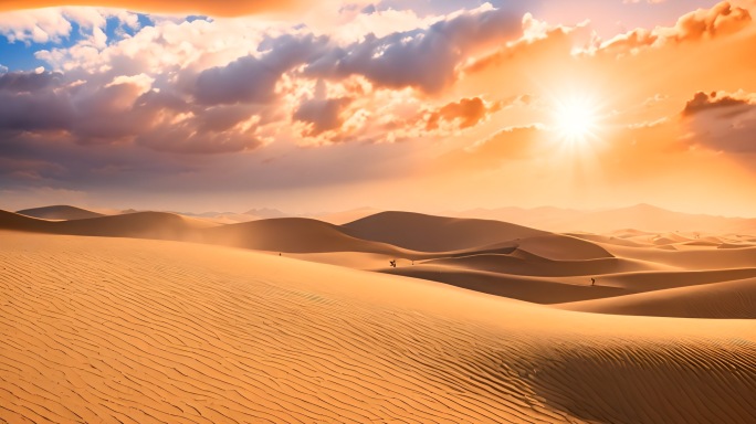 沙漠日出大气唯美沙漠风景