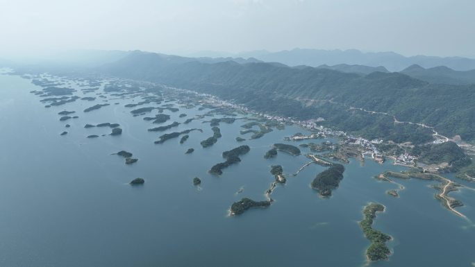 航拍湖北黄石仙岛湖天空之境