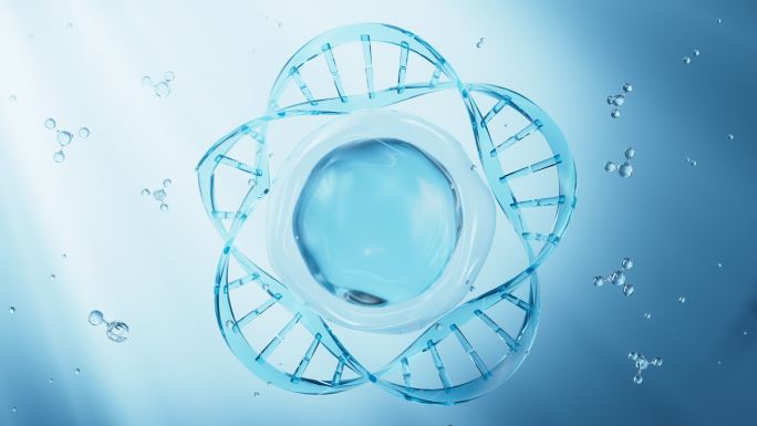 环状DNA和蓝色细胞生物科技概念视频