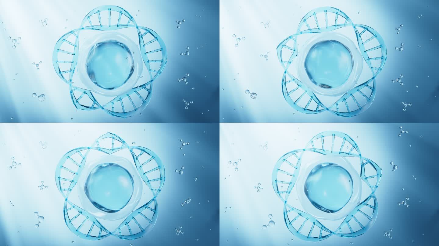 环状DNA和蓝色细胞生物科技概念视频