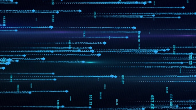 8K黑客粒子数字流右行循环大数据蓝色科技