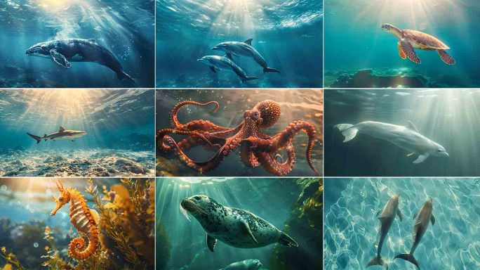 【合集】海洋常见生物和海洋生态系统素材