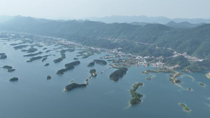 航拍湖北黄石仙岛湖天空之境