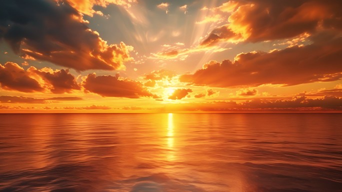 日出黄昏海面海上日出唯美意境