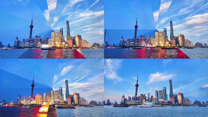 外滩陆家嘴白天转夜晚延时