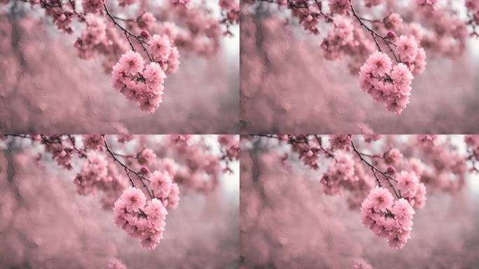 粉色盛开鲜花桃花林