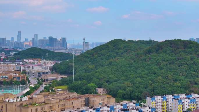 湖南长沙湘江江滩公园航拍橘子洲岳麓山风景