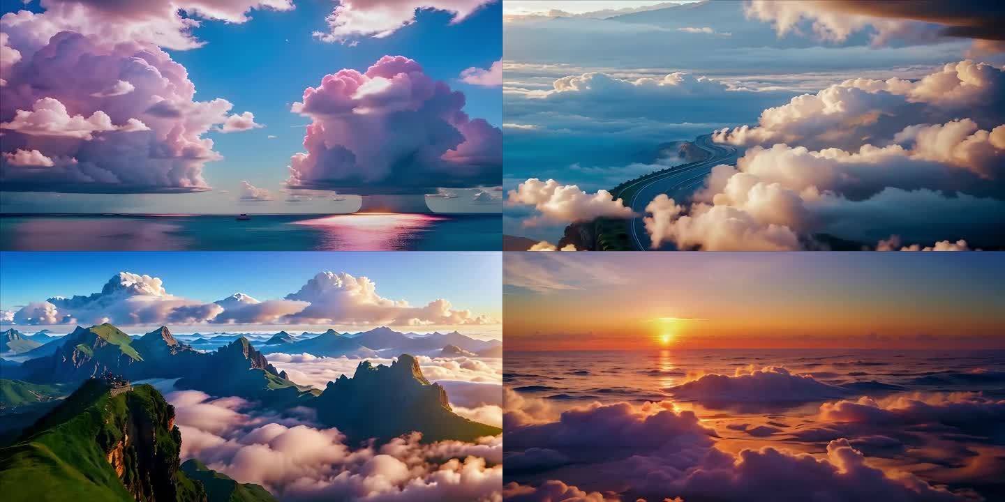 各种云层云海夕阳晴空万里阳光空镜宣传片