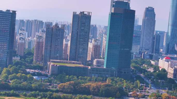 江西南昌红谷滩区高楼大厦赣江江景城市风景