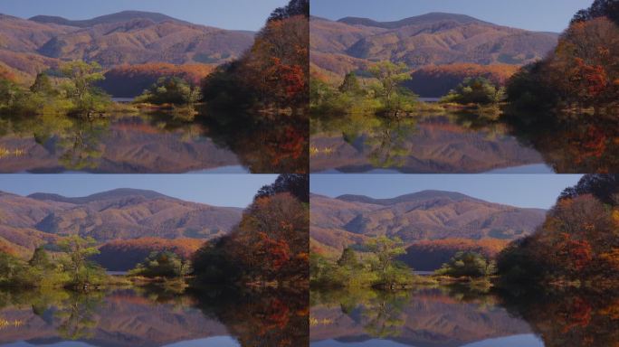 秋天的Bishamon-Numa池塘