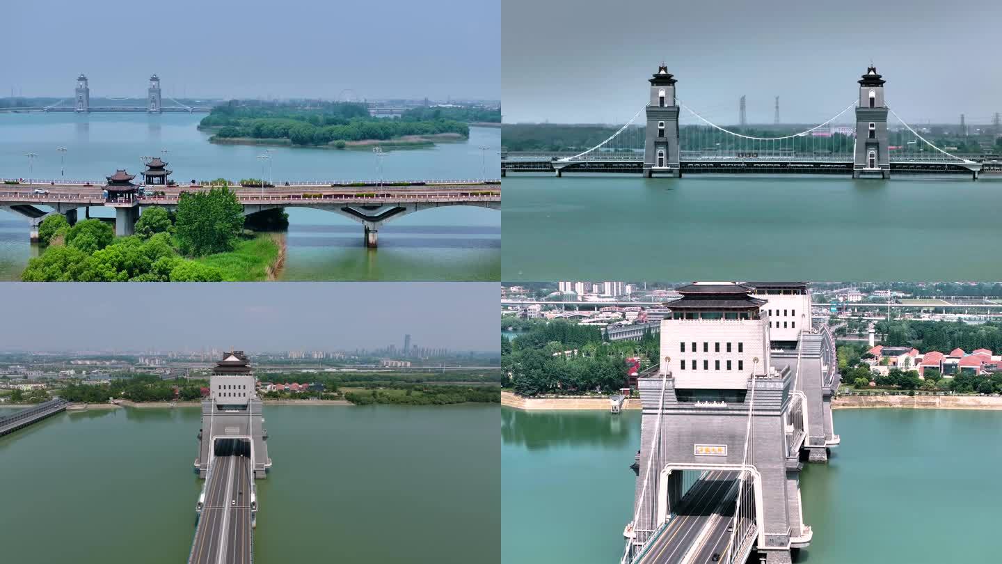航拍扬州万福大桥