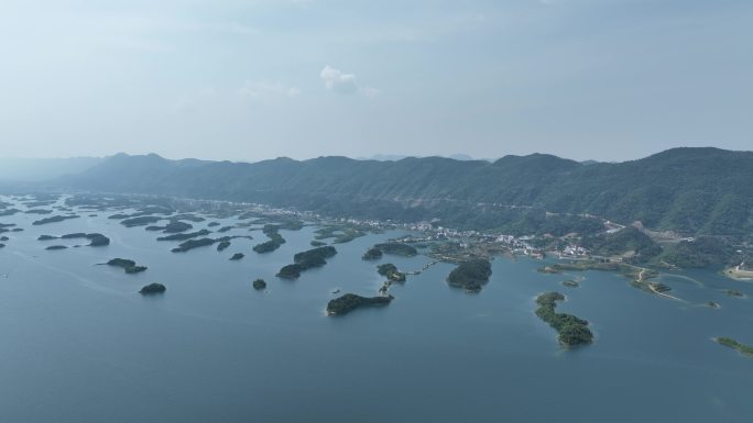 航拍湖北黄石仙岛湖天空之境