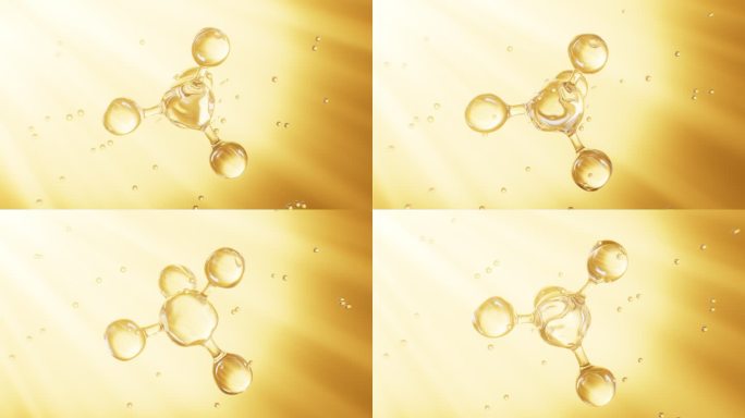 旋转的金色分子结构美妆护肤类视频