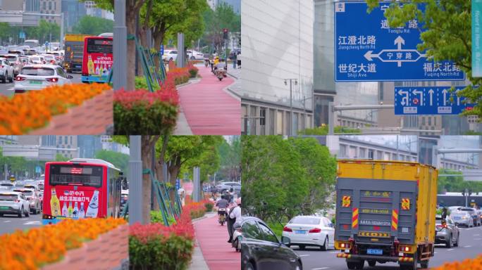 城市马路街道街头街景上班下班高峰期汽车车