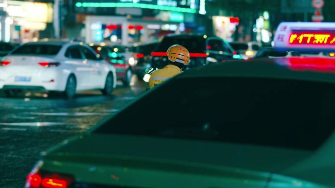 成都雨夜氛围感扫街素材