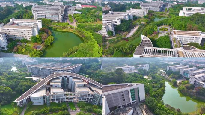 华南师范大学广州校区航拍大学城校园风景风