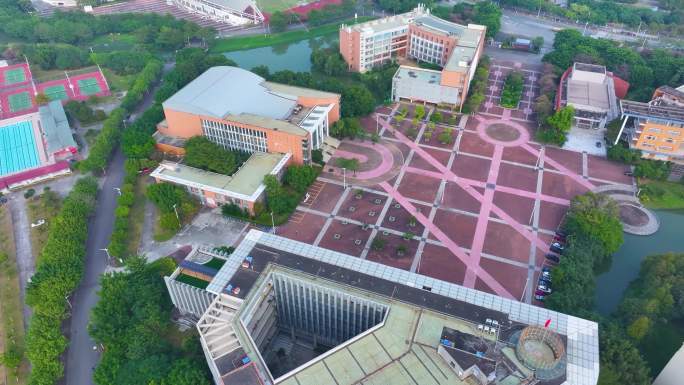 广东外语外贸大学大学城校区航拍校园广州风