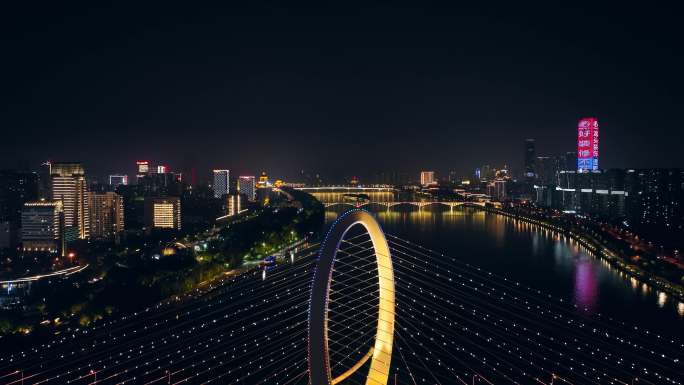 柳州网红地标白沙大桥夜景灯光