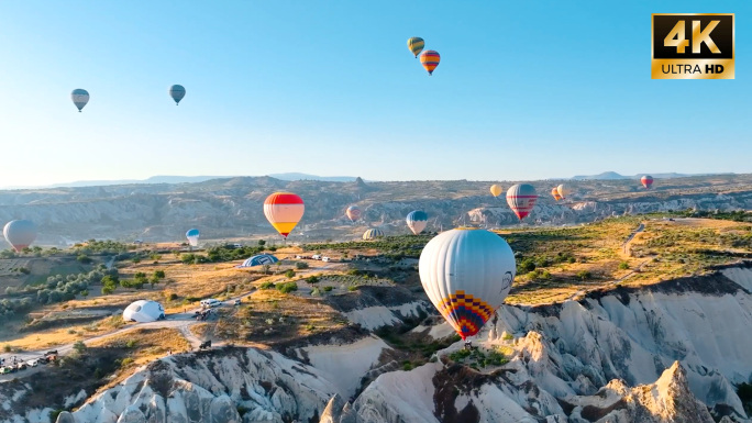 土耳其卡帕多奇亚热气球近距离航拍4K