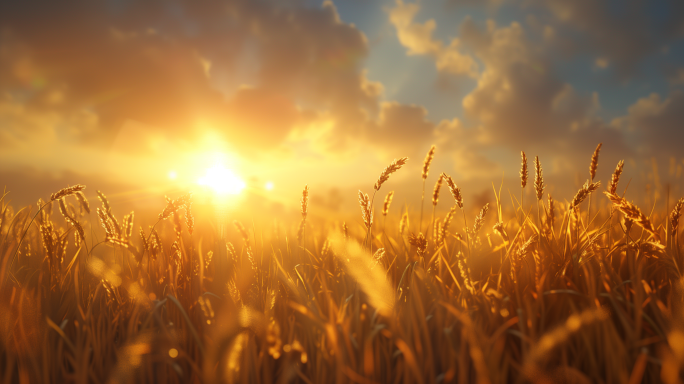 小麦麦田丰收麦浪小麦生长