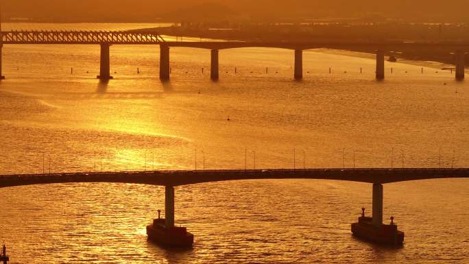 台州日落夕阳晚霞航拍