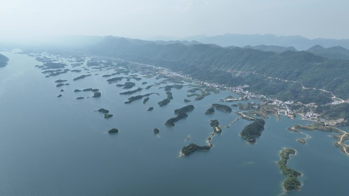 航拍湖北黄石仙岛湖天空之境