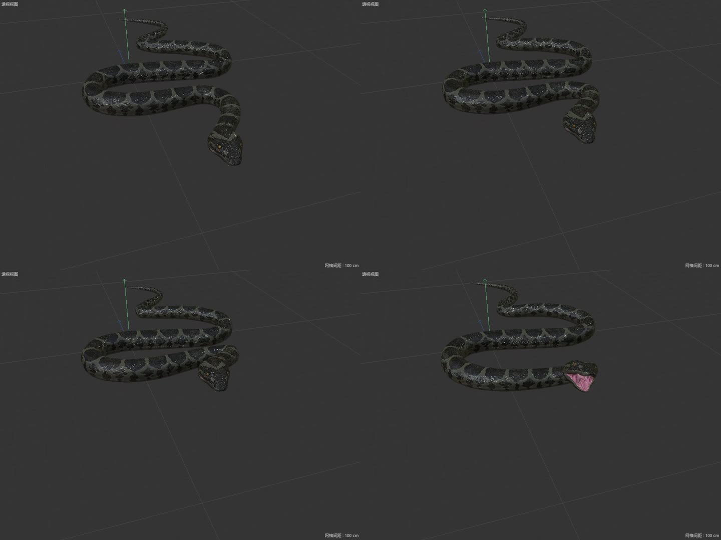 蟒蛇攻击动作C4D动画工程