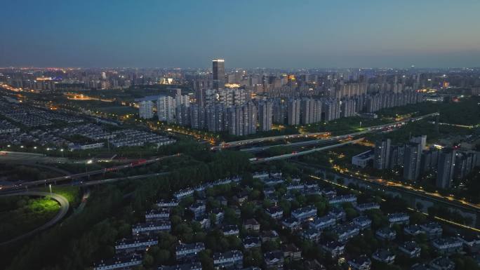 上海嘉定新城夜景航拍