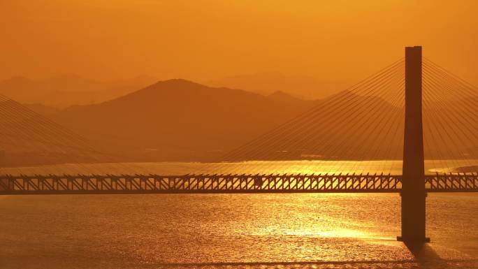 台州日落夕阳晚霞航拍