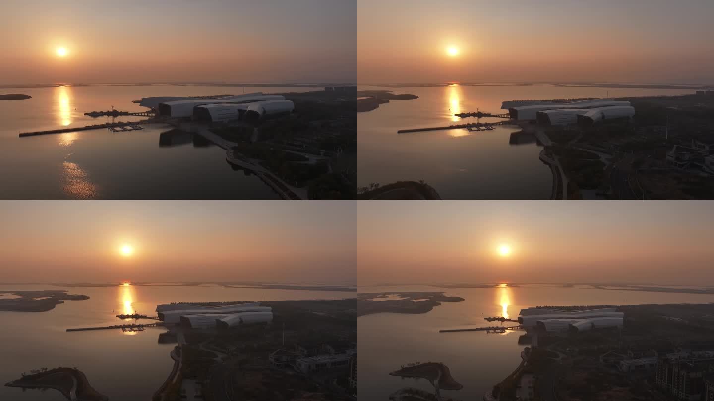 天津海洋博物馆落日航拍大景