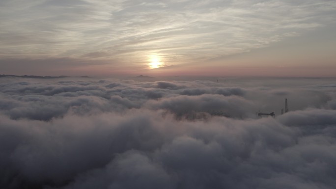 平流雾 穿云 空境 夕阳
