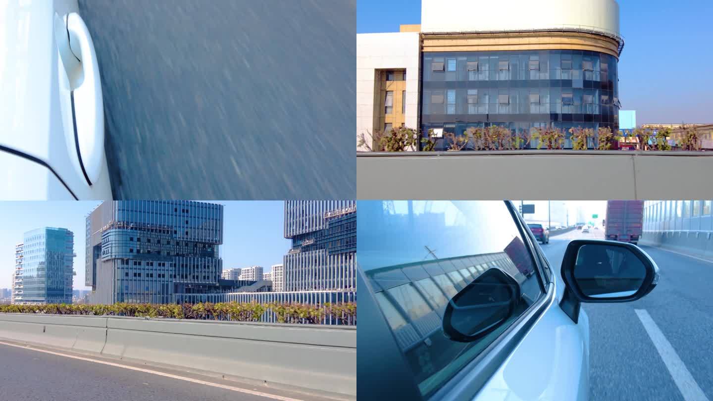 城市汽车窗外的风景多视角视频素材
