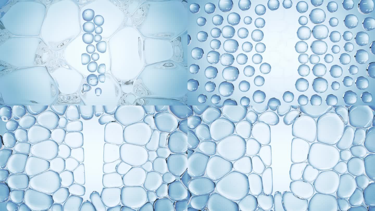 蓝色水分子细胞挤压化妆品护肤美容广告动画