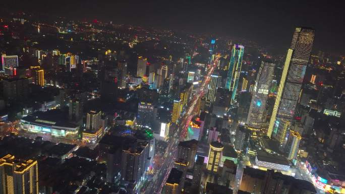 长沙夜景长沙IFS国金中心市区高楼大厦航