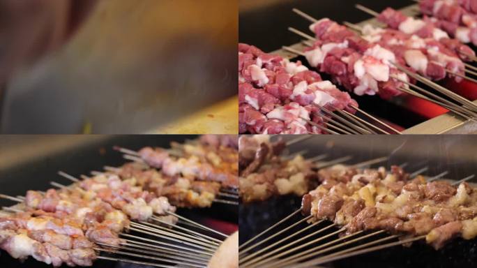 烧烤羊肉串切肉串制作烤羊肉串制作过程烧烤