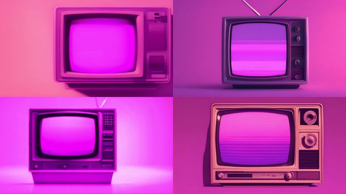 蒸汽波风格：复古老电视与霓虹灯的奇幻世界