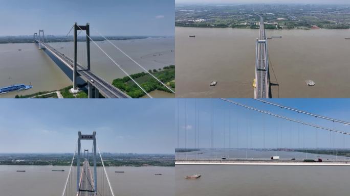 泰州大桥航拍大景泰州标志性建筑4K