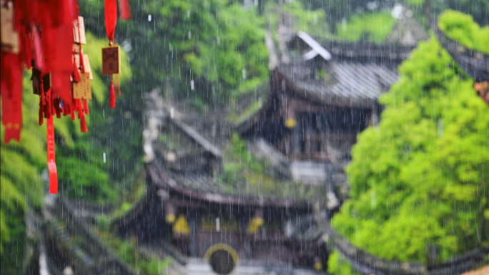 桢楠王公园云峰寺雨景唯美雨意禅意