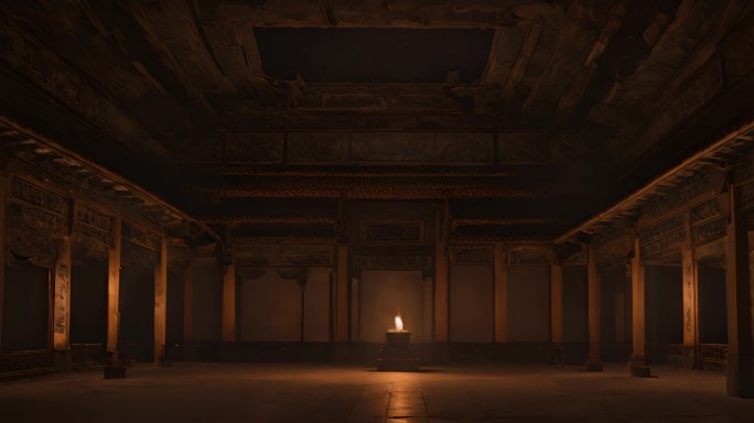 夜晚燃烧的蜡烛烛火寺庙