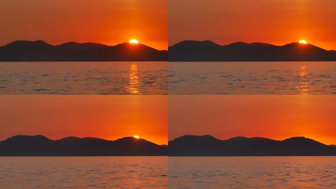 亚得里亚海日落从扎达尔，克罗地亚，时间推移