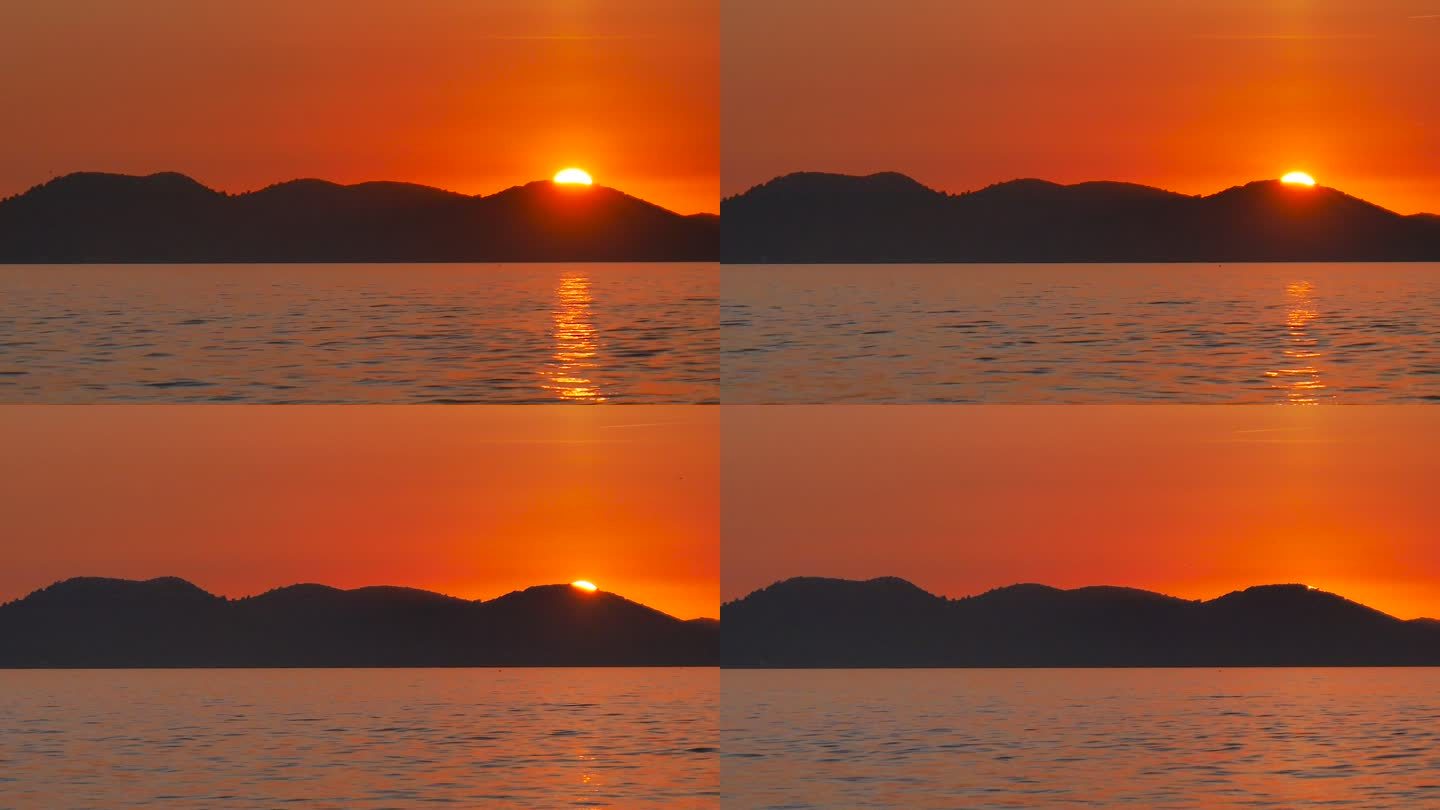 亚得里亚海日落从扎达尔，克罗地亚，时间推移