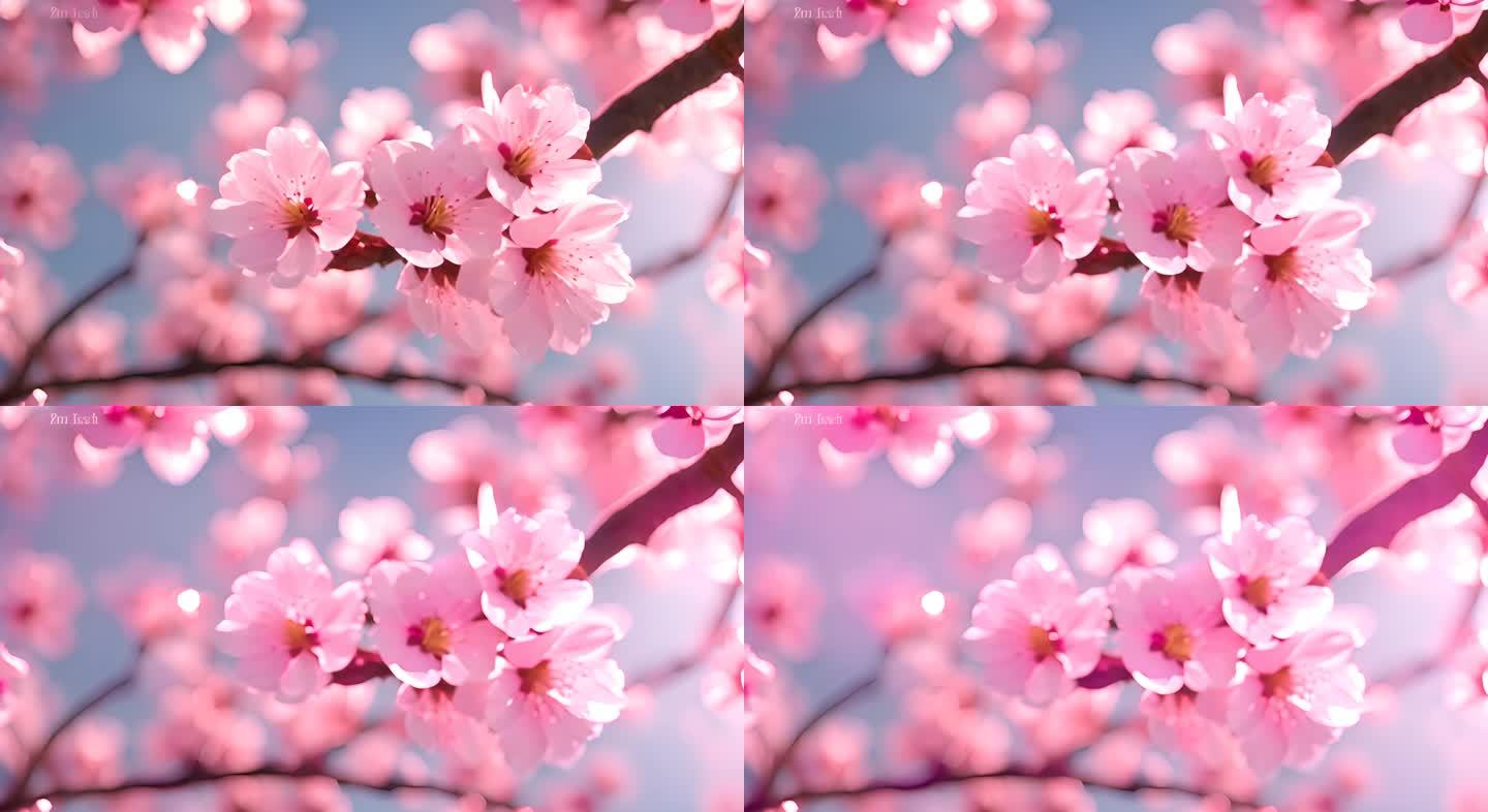 盛开粉色鲜花花朵