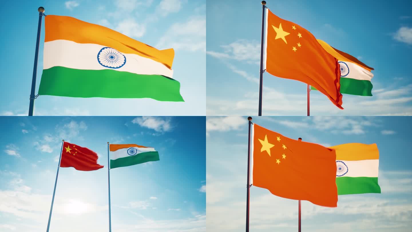 中国印度国旗中印关系中印建交中印友好