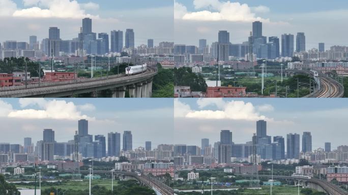 东莞航拍城市CBD 高铁 城际铁路 航拍