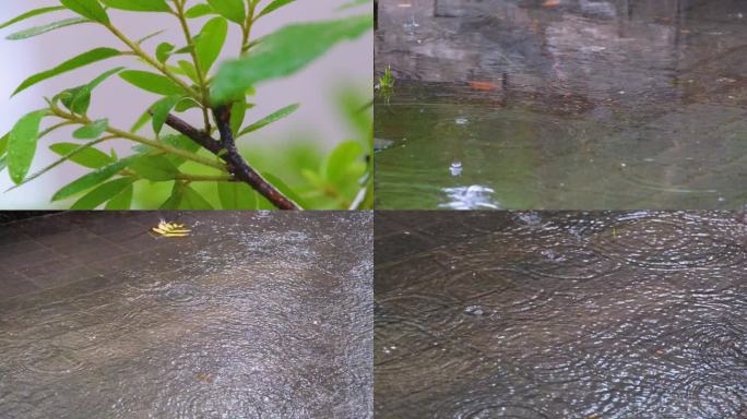 城市马路道路下暴雨倾盆大雨下雨天雨水雨滴