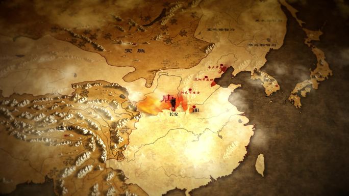 唐朝安史之乱手绘地图动画