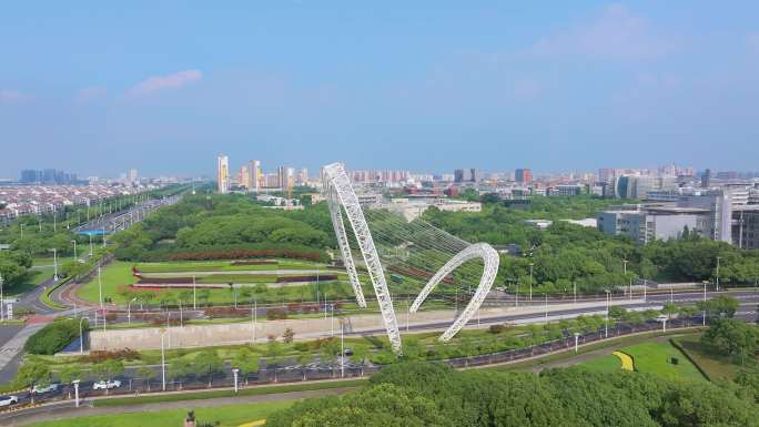 苏州工业园区独墅湖科创区道路城市风景航拍